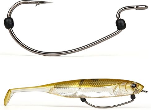 60-Packs EWG Offset Worm Fishing Hooks with Bait Stoppers for Bass in Kuwait