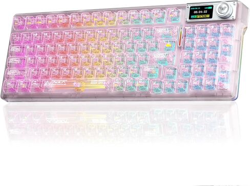 Aula F98Pro V3 Wireless Mechanical Gaming Clear Keyboard with Screen & Knob in Kuwait