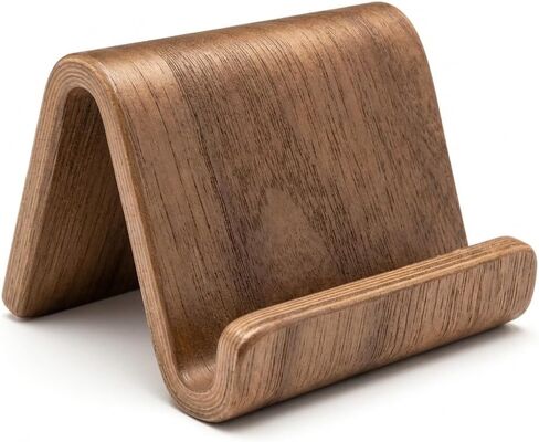 Wood Phone Stand for Desk - American Walnut Wooden Cell Phone Holder for iPhone 17 16 15 14 Pro Max Plus Samsung Galaxy Android Desktop Office Accessories Portable Aesthetic Smartphone Stand in Kuwait