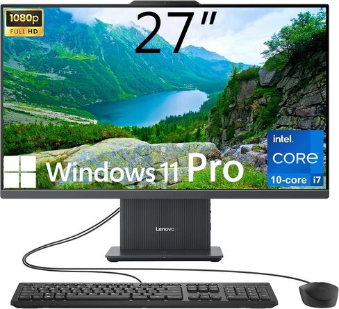 Lenovo IdeaCentre 27" All-in-One Desktop Computer, 10-core Intel i7-13620H, 16GB DDR5, 512GB SSD, Wi-Fi 6, USB-C, HDMI in&Out, Wired KB&Mouse, Windows 11 Pro in Saudi Arabia