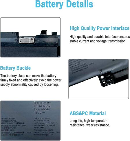 55Wh VMV83 Replacement Laptop Battery for Dell Pro 16 Plus PB16250 PB16255 PC16250 / Pro 14 Plus PB14250 PB14255 PC14250 / Pro 13 Plus PB13250 Series CGR6V 001WEF VMV83 0MNK2F 060GY0 0M9HTK 0RF5VP in Kuwait