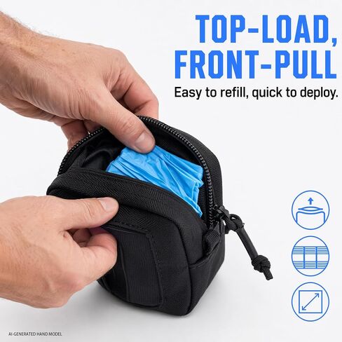 Glove Pouch for Duty Belt, MOLLE Disposable Glove Holder with Front Access Slot, Zippered Refill Pouch for Tactical Belt, Backpack, Work Bag and Outdoor Gear in Kuwait