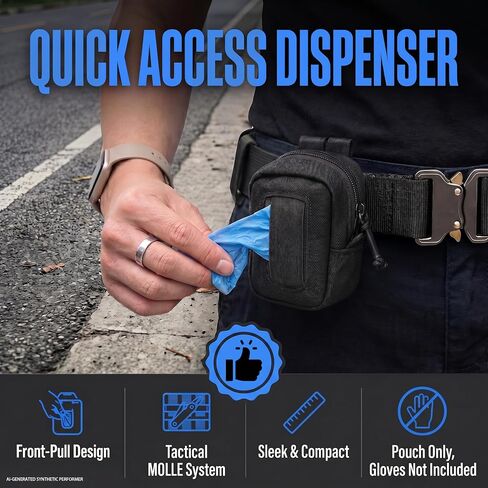 Glove Pouch for Duty Belt, MOLLE Disposable Glove Holder with Front Access Slot, Zippered Refill Pouch for Tactical Belt, Backpack, Work Bag and Outdoor Gear in Kuwait