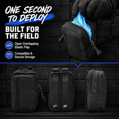 Glove Pouch for Duty Belt, MOLLE Disposable Glove Holder with Front Access Slot, Zippered Refill Pouch for Tactical Belt, Backpack, Work Bag and Outdoor Gear in Kuwait