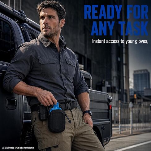 Glove Pouch for Duty Belt, MOLLE Disposable Glove Holder with Front Access Slot, Zippered Refill Pouch for Tactical Belt, Backpack, Work Bag and Outdoor Gear in Kuwait