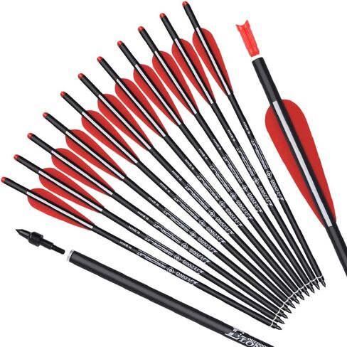 Crossbow Bolts Carbon Arrows 16 18 20 22 inch Hunting Archery Arrows with 3.8" vanes and 100 Grains Replaced Arrowhead Tips(Pack of 12) in Kuwait