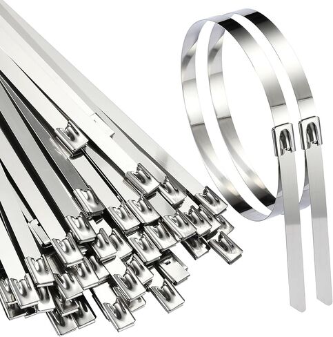 Extra-Wide Metal Zip Ties 15.8 Inch - 304 Stainless Steel Zip Ties Heavy Duty 200pcs | Self-Locking Cable Ties for Chain Link Fence/Outdoor/Electrical/Farms | 300lb Capacity (0.31"W) in Kuwait