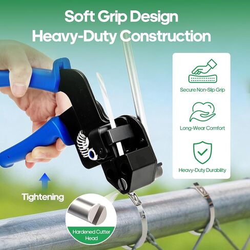Stainless Steel Cable Tie Gun Kit with 150Pcs Metal Zip Ties, Heavy Duty Zip Tie Tool with Auto Cut Off Cutter, Tensioning Tool for Exhaust Wrap, Automotive, Electrical, Marine & Industrial Use in Kuwait