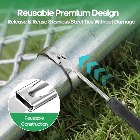 Stainless Steel Cable Tie Gun Kit with 150Pcs Metal Zip Ties, Heavy Duty Zip Tie Tool with Auto Cut Off Cutter, Tensioning Tool for Exhaust Wrap, Automotive, Electrical, Marine & Industrial Use in Kuwait