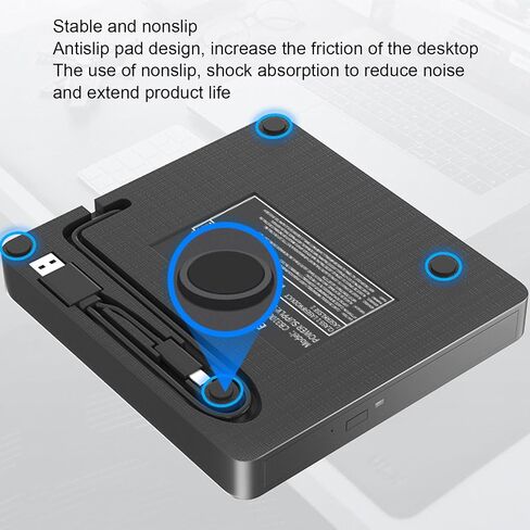 External DVD Drive, USB 3.0 Type C CD DVD RW Player with Plug and Play, for Laptop Desktop PC OS in Kuwait