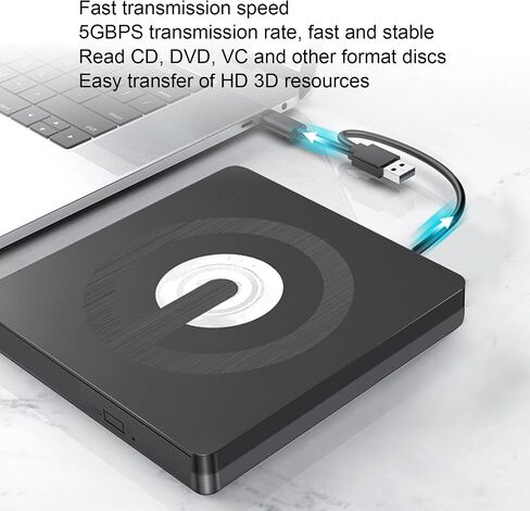 External DVD Drive, USB 3.0 Type C CD DVD RW Player with Plug and Play, for Laptop Desktop PC OS in Kuwait
