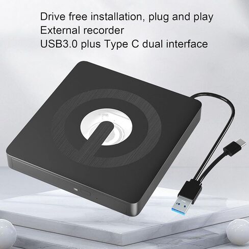 External DVD Drive, USB 3.0 Type C CD DVD RW Player with Plug and Play, for Laptop Desktop PC OS in Kuwait