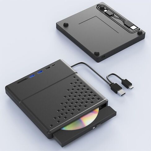 External CDs DVDs Drive for Laptop USB3.0 2.0 Type C CDs DVDs Player for Laptop, ROM Disk Drive Portable Burners External in Kuwait