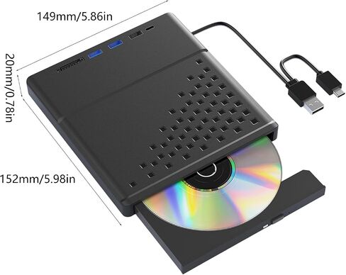 External CDs DVDs Drive for Laptop USB3.0 2.0 Type C CDs DVDs Player for Laptop, ROM Disk Drive Portable Burners External in Kuwait