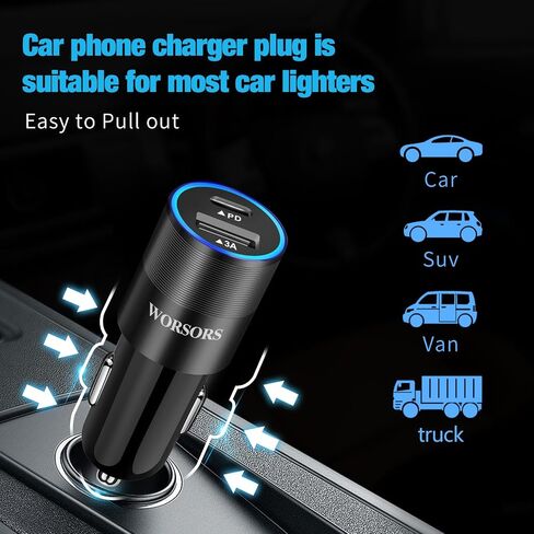 6 Pack 35W USB C & USB A Dual Ports Car Chargers for iPhone/Android Phones in Saudi Arabia