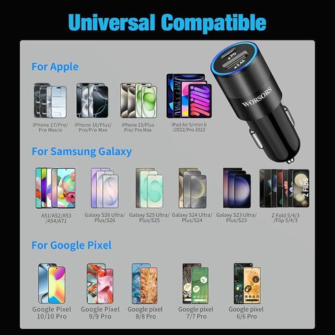 6 Pack 35W USB C & USB A Dual Ports Car Chargers for iPhone/Android Phones in Saudi Arabia