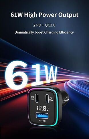 61W Super Fast Charging,Car Charger, 3 USB Ports Cigarette Lighter Adapter in Saudi Arabia