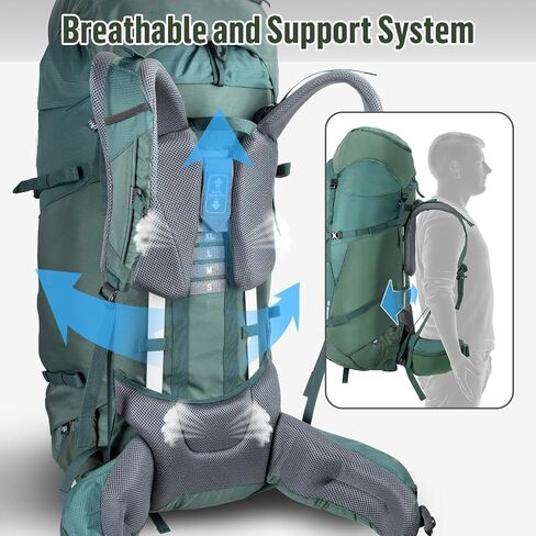 Night Cat Internal-frame Hiking Backpack: 100L Large Camping Backpack for Men Women Traveling Waterproof Rain Cover Green in Kuwait