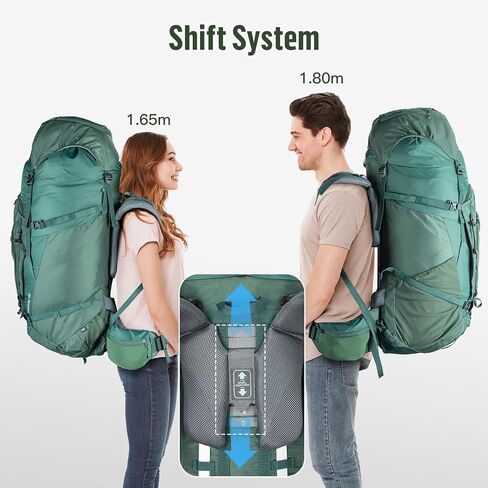 Night Cat Internal-frame Hiking Backpack: 100L Large Camping Backpack for Men Women Traveling Waterproof Rain Cover Green in Kuwait