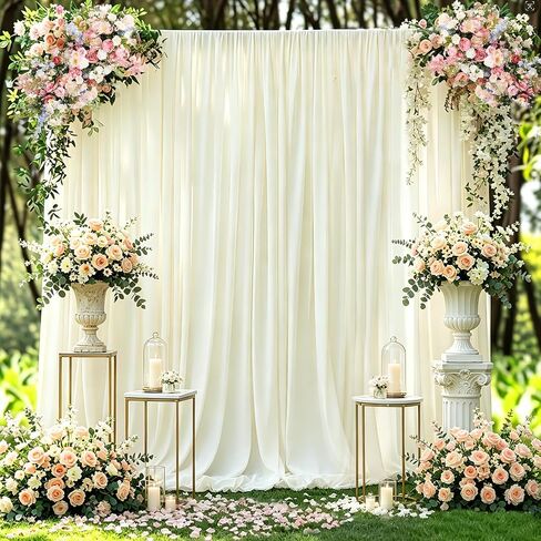 Hemmotop Wrinkle-Free Ivory Backdrop Curtain Drapes 10x10ft, 2-Pack 5x10ft in Kuwait
