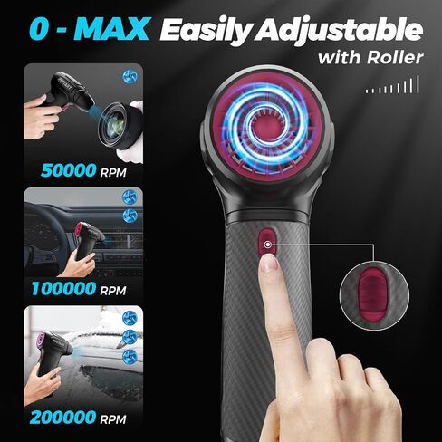 Compress Air Duster, 200000RPM Electric Air Duster with Brushless Motor, Roller Adjustment, Rechargeable Cordless Air Blower for Keyboard, PC, Car, Home Cleaning Kits (Pink) in Kuwait