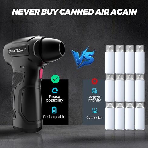 Compress Air Duster, 200000RPM Electric Air Duster with Brushless Motor, Roller Adjustment, Rechargeable Cordless Air Blower for Keyboard, PC, Car, Home Cleaning Kits (Pink) in Kuwait