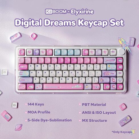 KiiBoom X Elyxirine Digital Dreams: Pastel Y2K Keycap Set, 144 Keys in Kuwait