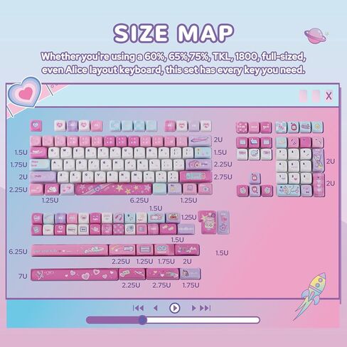 KiiBoom X Elyxirine Digital Dreams: Pastel Y2K Keycap Set, 144 Keys in Kuwait