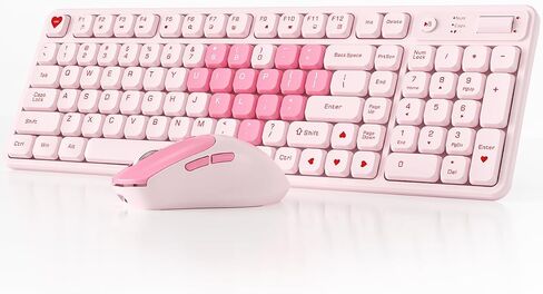 Wireless Keyboard and Mouse Combo, Full-Size USB Keyboard with Back Stand, 2.4GHz Wireless for Desktop, Laptop and Computer in Kuwait