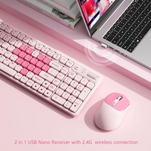 Wireless Keyboard and Mouse Combo, Full-Size USB Keyboard with Back Stand, 2.4GHz Wireless for Desktop, Laptop and Computer in Kuwait
