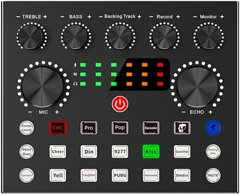 V8S External Sound Card and Microphone Mixer with 10 Sound Effects, for dsp Noise Reduction, 5.0 Audio Interface for Live Streaming, Broadcast, Recording on Phone and PC in Kuwait