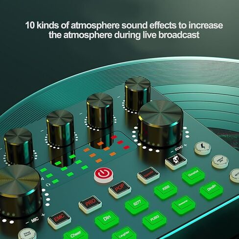 V8S External Sound Card and Microphone Mixer with 10 Sound Effects, for dsp Noise Reduction, 5.0 Audio Interface for Live Streaming, Broadcast, Recording on Phone and PC in Kuwait