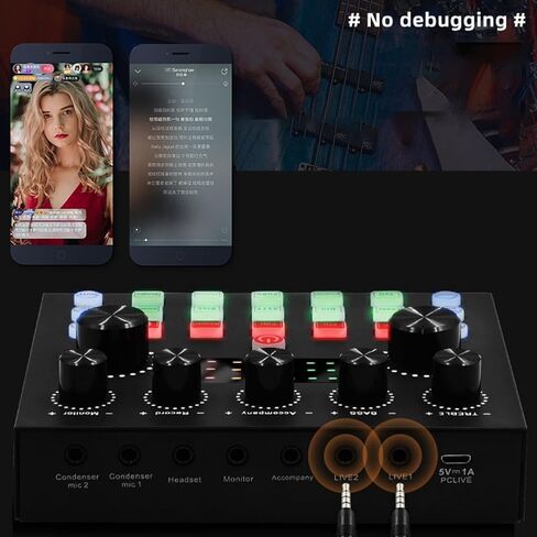 V8S External Sound Card And Microphone Mixer With 10 Sound Effects, For Dsp Noise Reduction, 5.0 Audio Interface For Live Streaming, Broadcast, Recording On Phone And PC in Kuwait
