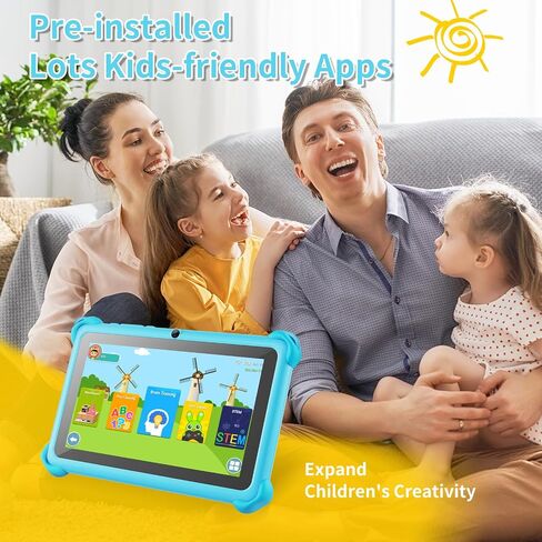 zcobro Kids Tablet Toddler 7 inch Kids Learning Tablet 32GB WiFi Tablets with Shockproof Case, YouTube, GMS, Parental Control, Dual Camera for Boys Girls Preinstalled Educational Games, Blue in Kuwait