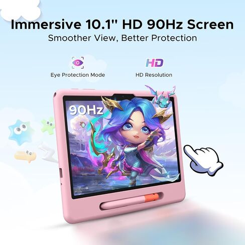 2026 Upgraded Tablet, P10K 10 inch with 32GB RAM 64GB ROM, Gemini AI, 7000mAh, T310 CPU, 90Hz, 5G WiFi, Android 16 Tablet with Stylus Pen, Silicone Case-Pink in Kuwait
