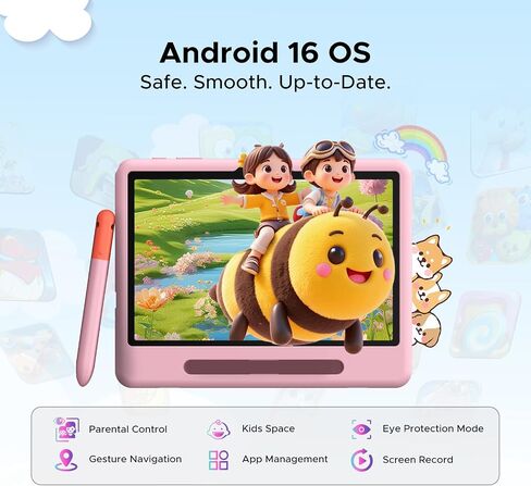 2026 Upgraded Tablet, P10K 10 inch with 32GB RAM 64GB ROM, Gemini AI, 7000mAh, T310 CPU, 90Hz, 5G WiFi, Android 16 Tablet with Stylus Pen, Silicone Case-Pink in Kuwait