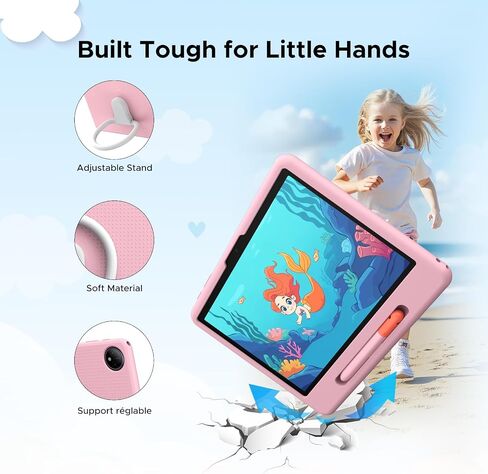 2026 Upgraded Tablet, P10K 10 inch with 32GB RAM 64GB ROM, Gemini AI, 7000mAh, T310 CPU, 90Hz, 5G WiFi, Android 16 Tablet with Stylus Pen, Silicone Case-Pink in Kuwait