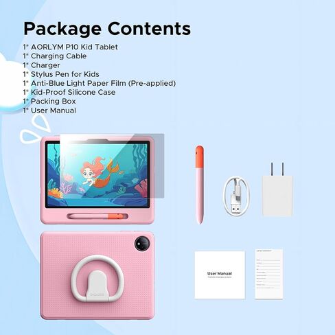 2026 Upgraded Tablet, P10K 10 inch with 32GB RAM 64GB ROM, Gemini AI, 7000mAh, T310 CPU, 90Hz, 5G WiFi, Android 16 Tablet with Stylus Pen, Silicone Case-Pink in Kuwait