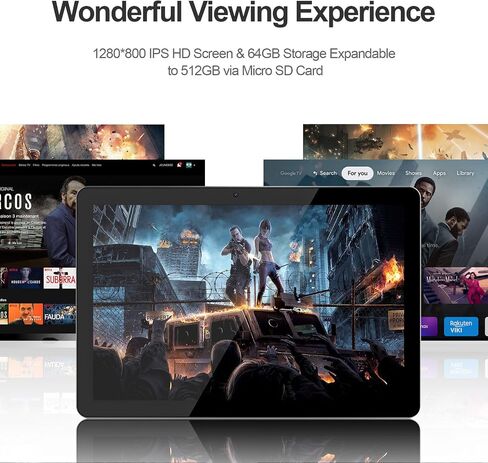 Android Tablet 10 Inch, 3GB RAM 64GB Storage, Dual Camera 8.0MP, GMS Certified, Dual Speakers, HD Touch Screen, 6000mAh Battery, WiFi, Bluetooth – Blue in Kuwait