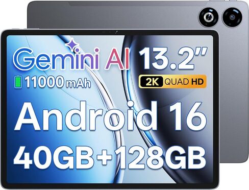 SVITOO 13 Inch Android 16 Tablet with WiFi, 2K Display, 40GB RAM, 128GB Storage Expandable, Octa-Core Processor, Bluetooth, USB-C Fast Charging, Protective Case,Space Gray in Kuwait