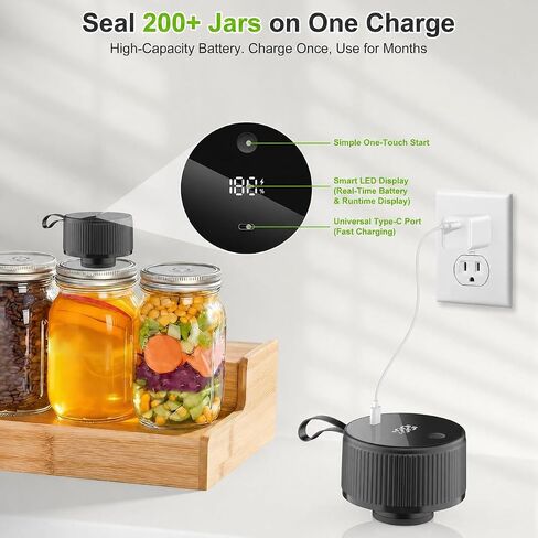 Mason Jar Vacuum Sealer for Canning & Food Storage,Black in Kuwait