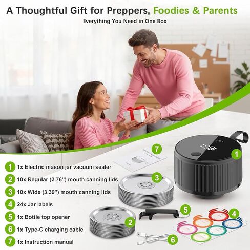 Mason Jar Vacuum Sealer for Canning & Food Storage,Black in Kuwait