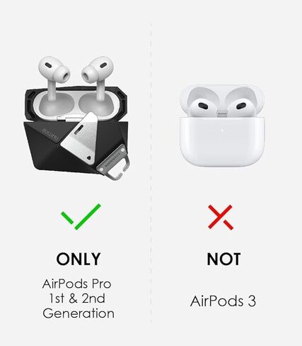Aulumu A09 Geometric AirPods Pro 2 Case [2nd/1st Generation] with Lock | Protective Cover with Nylon Buckle | Alloy Armour | Compatible with Apple AirPods Pro(2023/2022/2019) - Gray in Kuwait