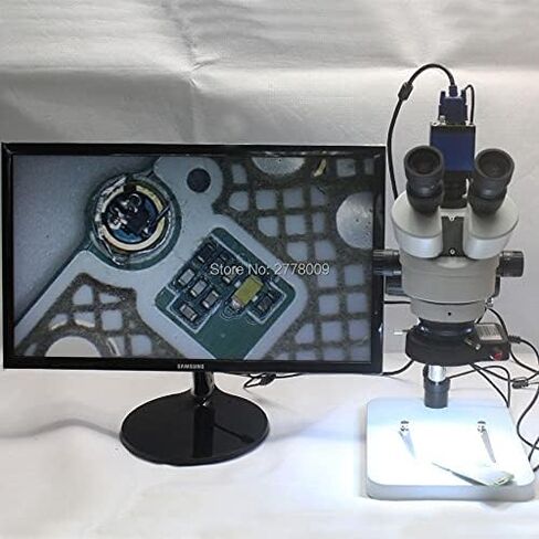 Microscope Trinocular Stereo Microscope 3.5X-90X Continuous Zoom Magnification Full HD 2.0MP VGA Camera LED Light Source 10-inch Monitor (Without Monitor 7X 45X (add 2X)) in Kuwait