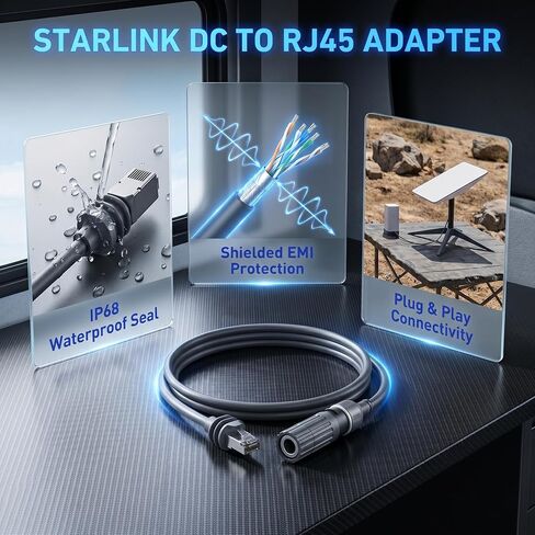 for Starlink Ethernet Adapter Gen 3/Mini, 1000 Mbps RJ45 Extension Male to Female Waterproof Cable for Starlink V3 (Rev.4) Dish and Router Accessories Plug for House Camping Outdoor in Kuwait