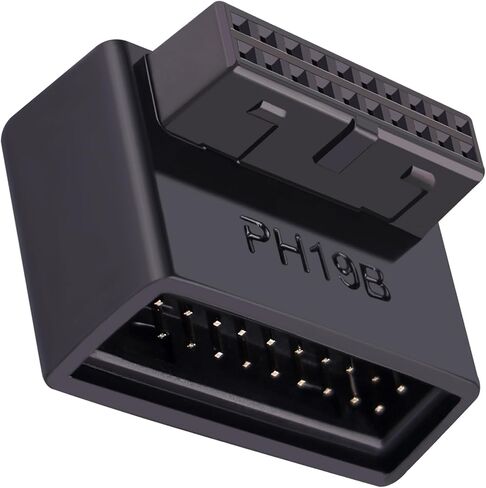 USB 3.0 19/20Pin Right Angle Adapter, 90° L-Shaped Male to Female Motherboard Header Connector with Protective Shell (PH-19A) in Kuwait