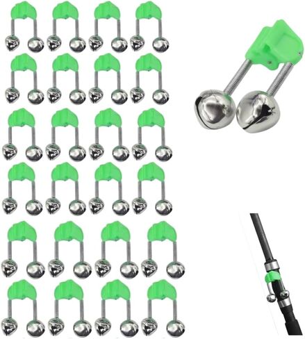 25PCS Fishing Bells for Rods, Dual Metal Bells with Plastic Clip, Extra Loud Dual Alert Fishing Bells, Fishing Pole Bells Ideal for Night Fishing, Ice Fishing & Sea Fishing in Kuwait