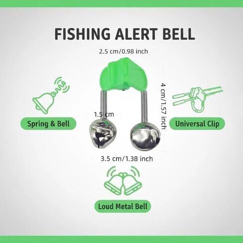 25PCS Fishing Bells for Rods, Dual Metal Bells with Plastic Clip, Extra Loud Dual Alert Fishing Bells, Fishing Pole Bells Ideal for Night Fishing, Ice Fishing & Sea Fishing in Kuwait