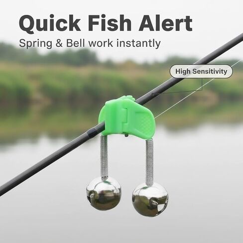 25PCS Fishing Bells for Rods, Dual Metal Bells with Plastic Clip, Extra Loud Dual Alert Fishing Bells, Fishing Pole Bells Ideal for Night Fishing, Ice Fishing & Sea Fishing in Kuwait