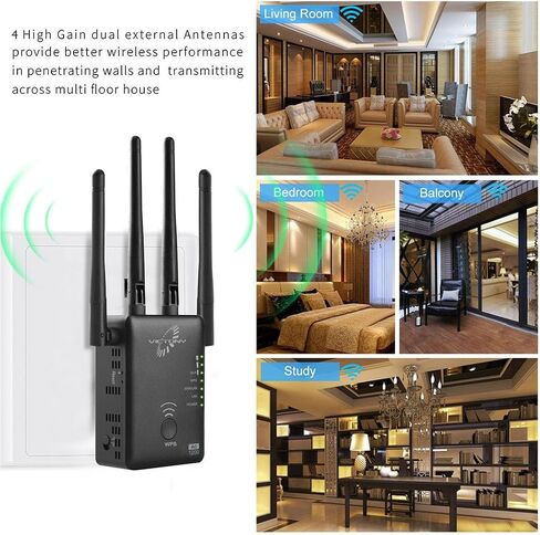 VICTONYUS VICTONY WA1200 Wireless Range Extender 1200Mbps WiFi Extneder Dual Band with 4 External Antennas WiFi Signal Booster White in Kuwait